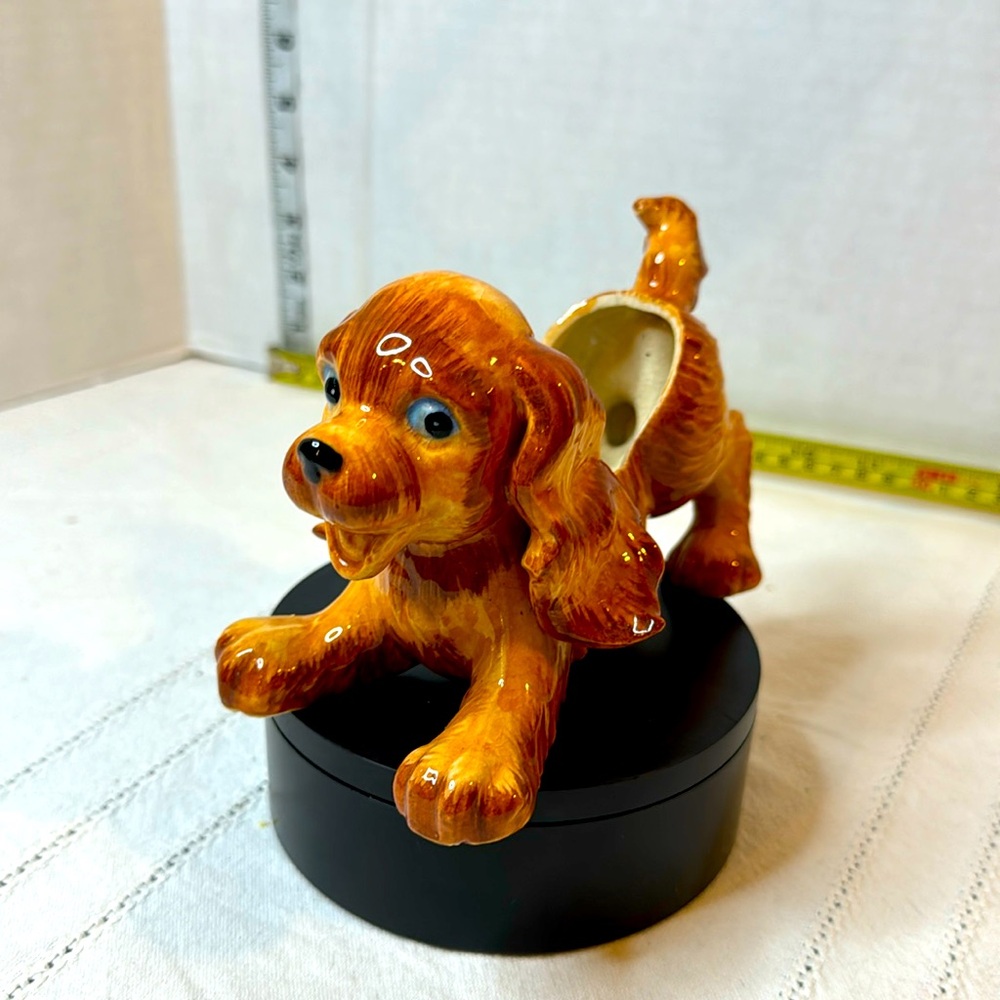 dog planner glaze ceramic Japan, possibly King Charles 5.5” x 5.5” x 3.5”